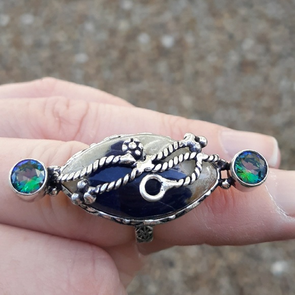 New Sodalite & Mystic Topaz 925 Silver Ring. - Picture 3 of 10